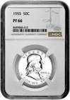 1955 50C Proof Silver Franklin Half Dollar NGC Graded PF 66 in New Holder