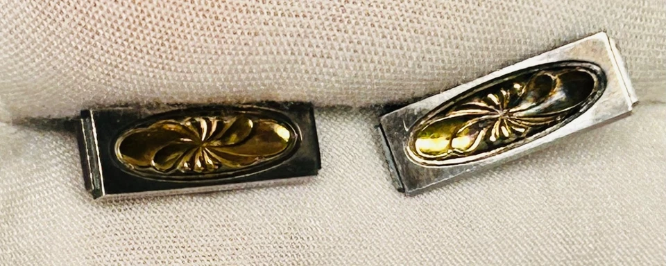 Georg Jensen Danish Denmark Sterling Silver and Gold Overlay Cufflinks No 59A - Image 2 of 4