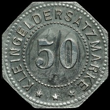 NOTGELD: 50 Pfennig 1917, Eisen - "ROLAND". Funck 33.6b. BELGERN / SACHSEN.