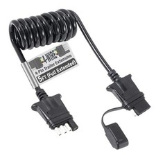 5ft Trailer 4 Pin Flat Wire Extension Coiled Cable, Vehicle-Side and Trailer