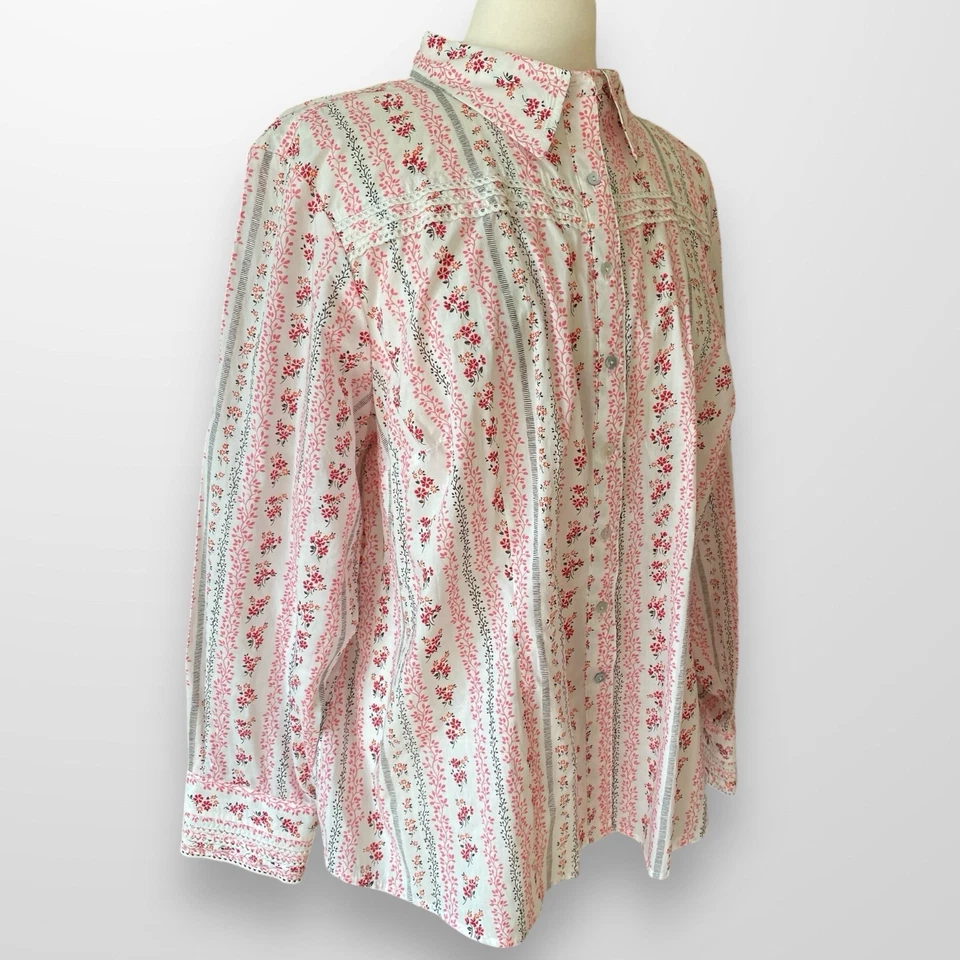 Jamaica Bay Woman Size 2X Cotton Long Sleeve Button Front Shirt Top - Image 3 of 4