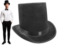 Black Top Hats For Men, Magician Hat, Victorian Hat, Steampunk TopHat, Costum...