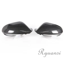 Pair Carbon Fiber Mirror Cover Caps Replacement For Audi A6 C7 S6 RS6 2012-2018