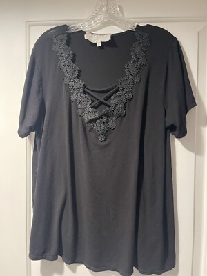 Black 0x Blouse Shirt With Crisscross Detail On The Front