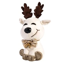 10" White & Gold Deer Christmas Decoration Figurine, Christmas Figure