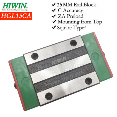 HIWIN Linear Rail Block HGL15CA Carriage 15mm Heavy Load for HGR15 Guideway CNC