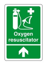 Oxygen resuscitator arrow up - safety sign, health & safety signage, workplace 