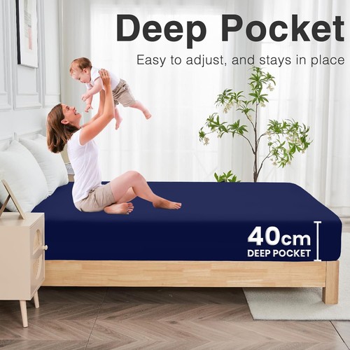 Luxury Bed Sheets 16" Extra Deep Pocket Fitted Sheet Mattress Cover Queen King - Picture 39 of 61