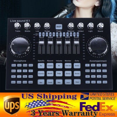 Voice Changer Sound Live Sound Card K1 for Live Streaming Audio Mixer Broadcast