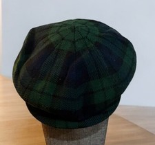 Vtg Tartan Plaid Flat Snap Bill Cap KH Product Great Britain Wool Blend Size Lg