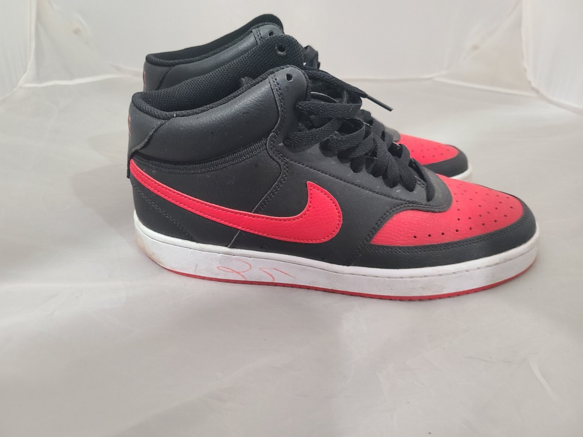 Nike Court Vision Mid Mens DM8682-001 Black University Red Shoes