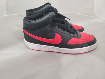 Nike Court Vision Mid Mens DM8682-001 Black University Red Shoes