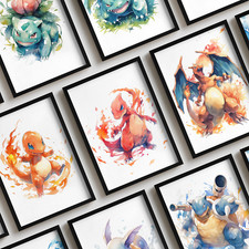 Pokémon Evolution Wall Art Posters Retro Print Picture Gift Home A4 A3 A2