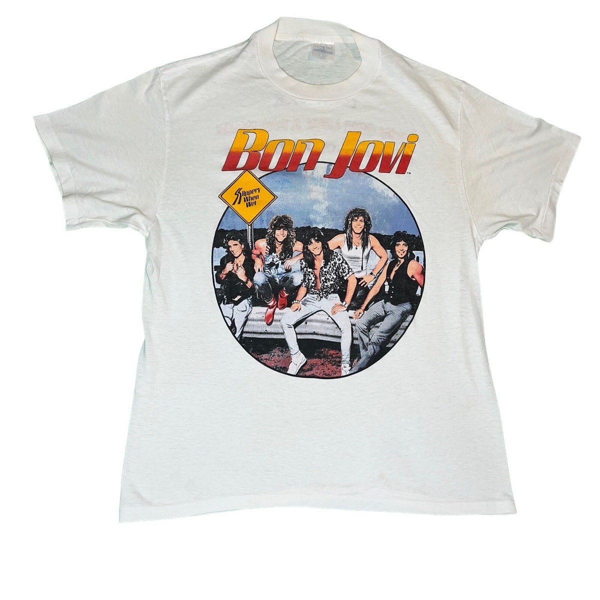 Vintage Bon Jovi Slippery When Wet T-Shirt Size X-Large | eBay