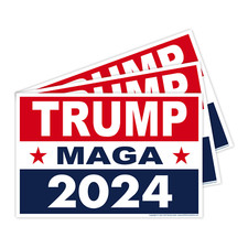  3-Pack Trump 2024 Yard Sign w/Stake Make America Great Again MAGA 18" x 12"