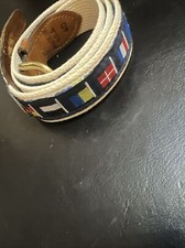 Vintage USA made NAUTICAL preppy belt 40 leather WEBBED sailing flag ZEP-PRO
