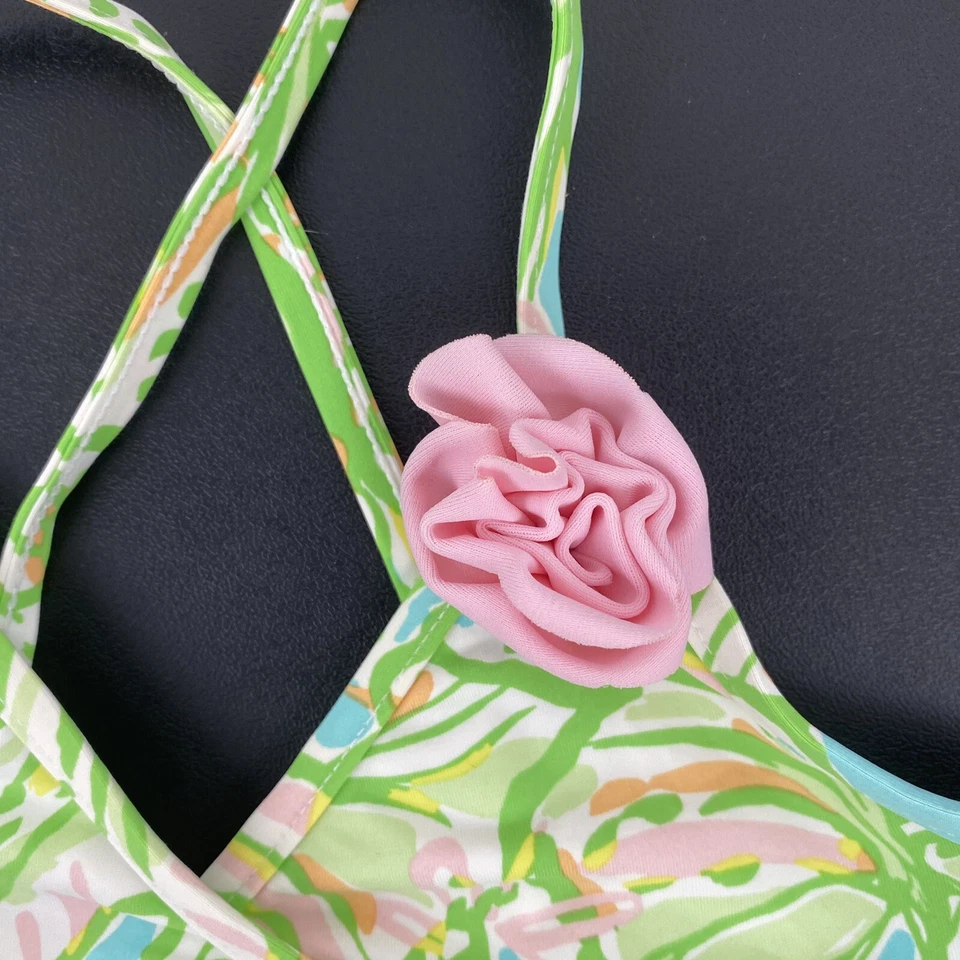 Top de bikini para niña Lilly Pulitzer talla 5 estampado de orejas de elefante flor verde Foto 2 de 4