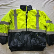 PIP Class 3 Type R Zipper Jacket - Style 333-1740 Mens Size 2XL Safey Neon Coat 