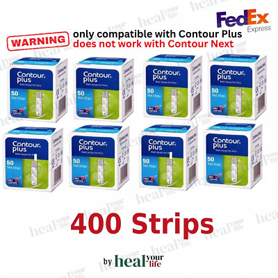 Contour Plus Test Strips Exp 04/2026 8 boxes- 400 Strips, Free Express Shipping