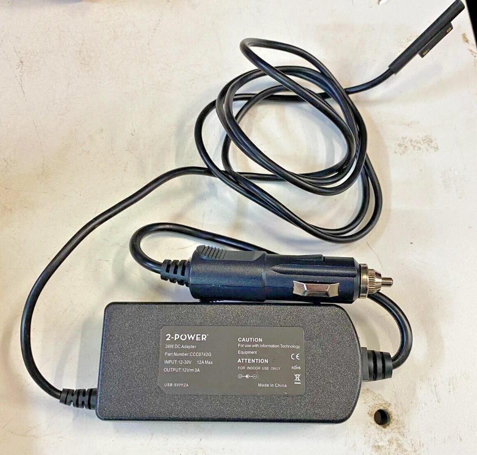2-Power 36W DC-DC 12V 3A Car Charger for Microsoft Surface Pro 3 & 4 CCC0742G - Image 2 of 4