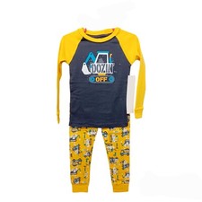 Wonder Nation Pajama Set-4T Boys-Bulldozer-Construction-2 Pc-Yellow-Blue