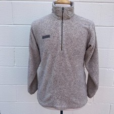 COLUMBIA FLEECE PULLOVER 1/4 ZIP ADULT S SMALL BIEGE SHERPA SWEATER MADE IN USA