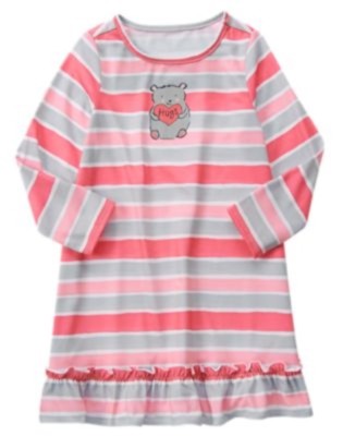 GYMBOREE SLEEPWEAR STRIPED BEAR HUG NIGHTGOWN 2 3 4 5 6 10 12 NWT