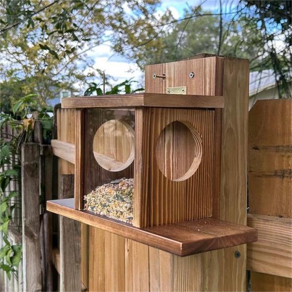 EichhöRnchen Futterhaus Futterkasten Futterstation Nussspender Holz Wetterfest-image