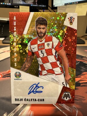 2020-21 Panini Mosaic Uefa Euro Duje Caleta-Car Gold Disco Auto 9/10