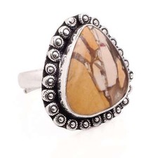 Peanut Jasper Gemstone Silver Plated Handmade Jewelry Adjustable Ring R-894