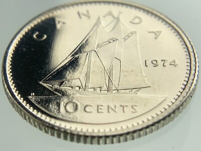 1974 Canada 10 Cents Dime KM#77.1 Uncirculated Coin From Set GG609