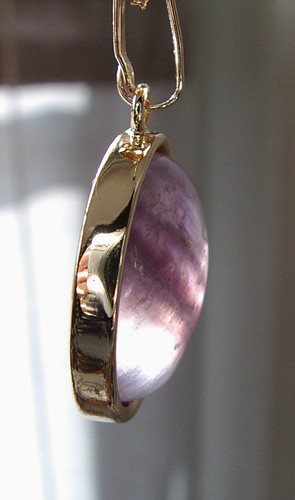 AURA Gold Tone GENUINE AMETHYST COLOR PURPLE QUARTZ STONE NECKLACE (NEW) - Picture 4 of 18