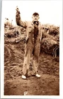 Vtg Found B&W Photo WW2 US Army Soldier Man 1943 Military Worker Coveralls