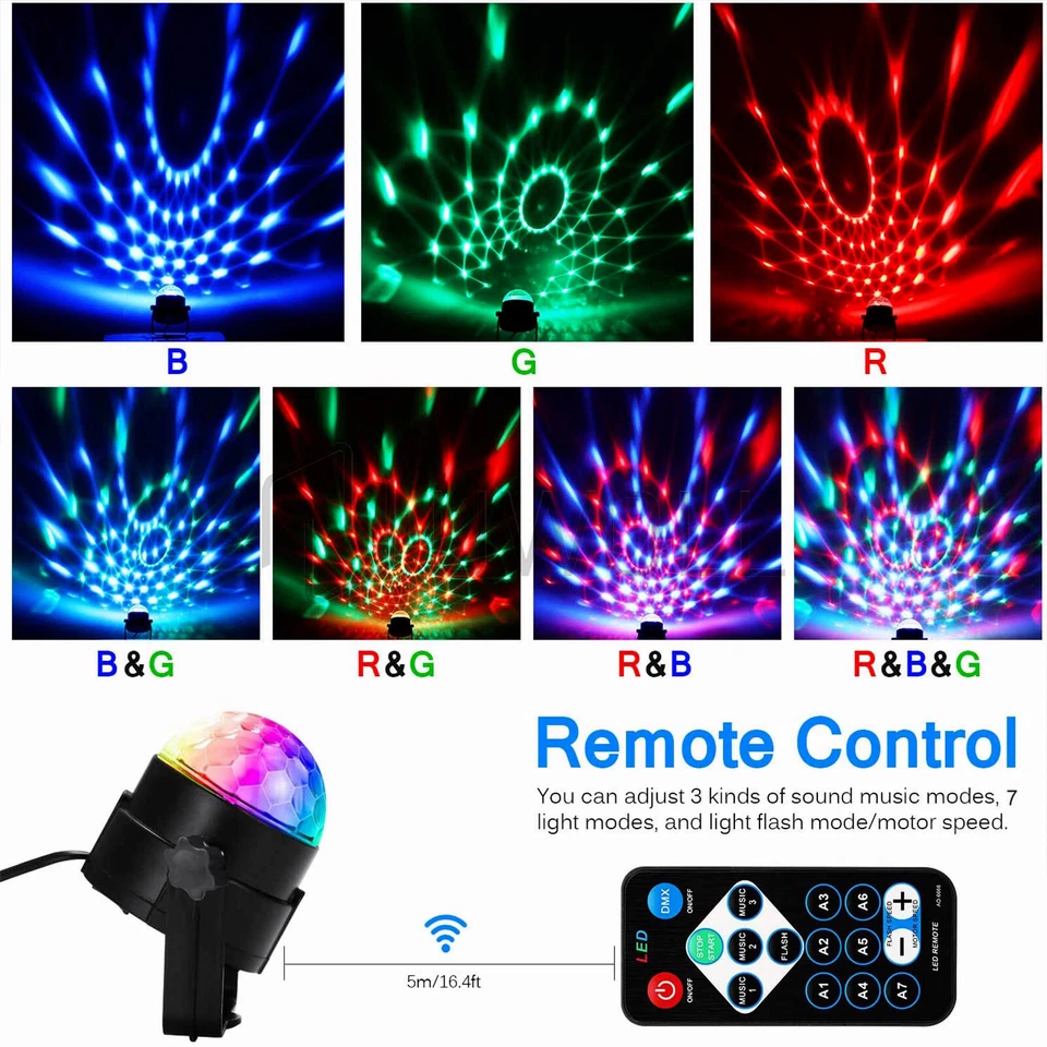 Disco Ball Light LED Party Magic Stage Light DJ Strobe Ball with Remote Control - Image 3 of 4