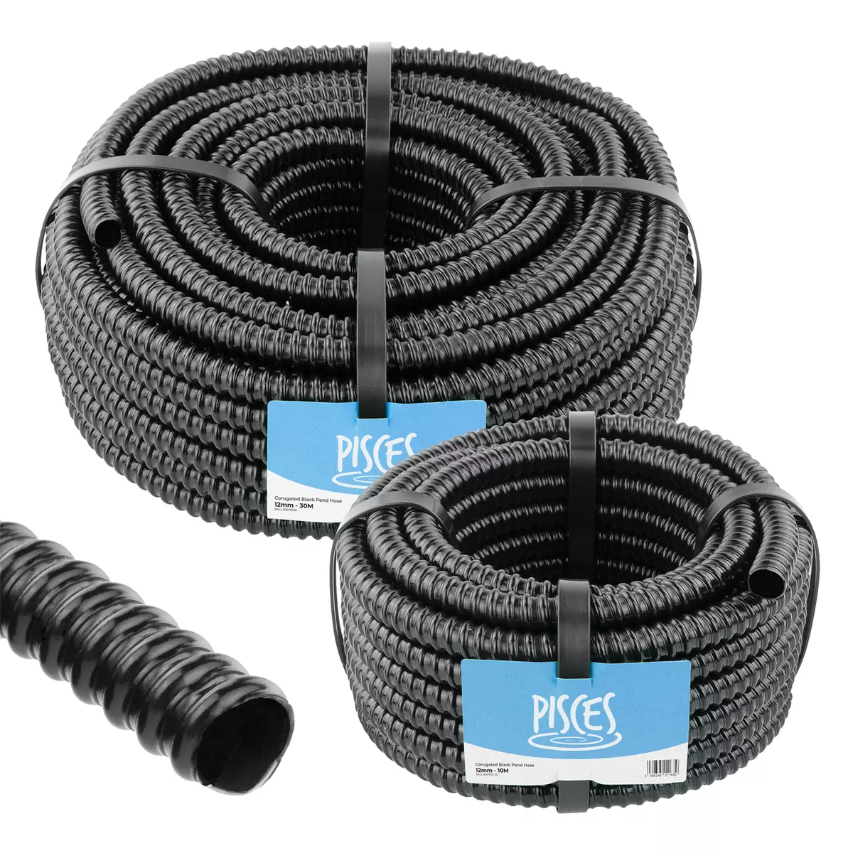 0.5 inch 12mm BLACK CORRUGATED FLEXIBLE HOSE FISH POND PUMP PVC MARINE PIPE