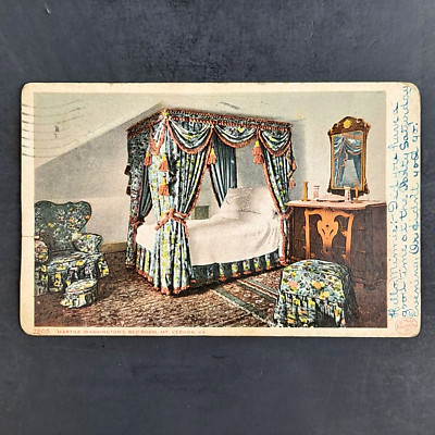 Antique 1908 UDB Postcard Martha Washington Bedroom Mt Vernon VA 13 Star Posted