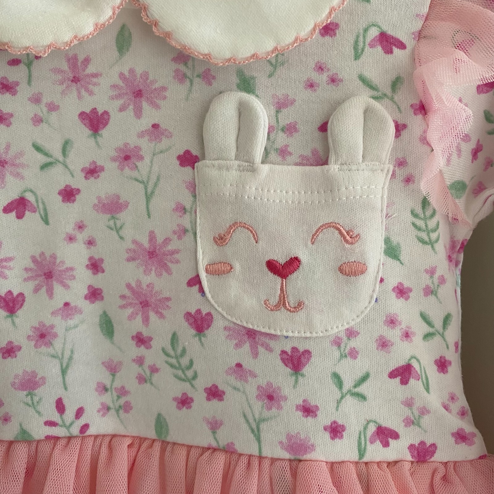 Baby Girl Bunny Tutu Babygrow Floral Sleepsuit All In One Age 0 - 12 Months image 2