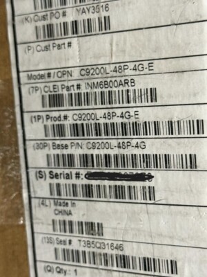 Cisco Catalyst C9200L-48P-4G-E PoE+ 48-Port Ethernet Network Switch Open Box