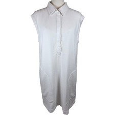 Splendid Size M White Linen-Blend Shirt Dress w/Cap Sleeves & Pockets MSRP $150