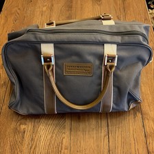Tommy Hilfiger Grey Canvas/Leather Luggage Duffel Carry On Weekender Bag
