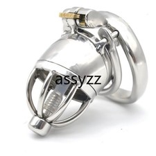 Stainless Steel Male Chastity Device Short Cage for Men Metal Locking Belt 112-3
