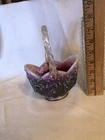 FENTON PLUM OPALESCENT LILY OF THE VALLEY BASKET SIGNED BILL FENTON