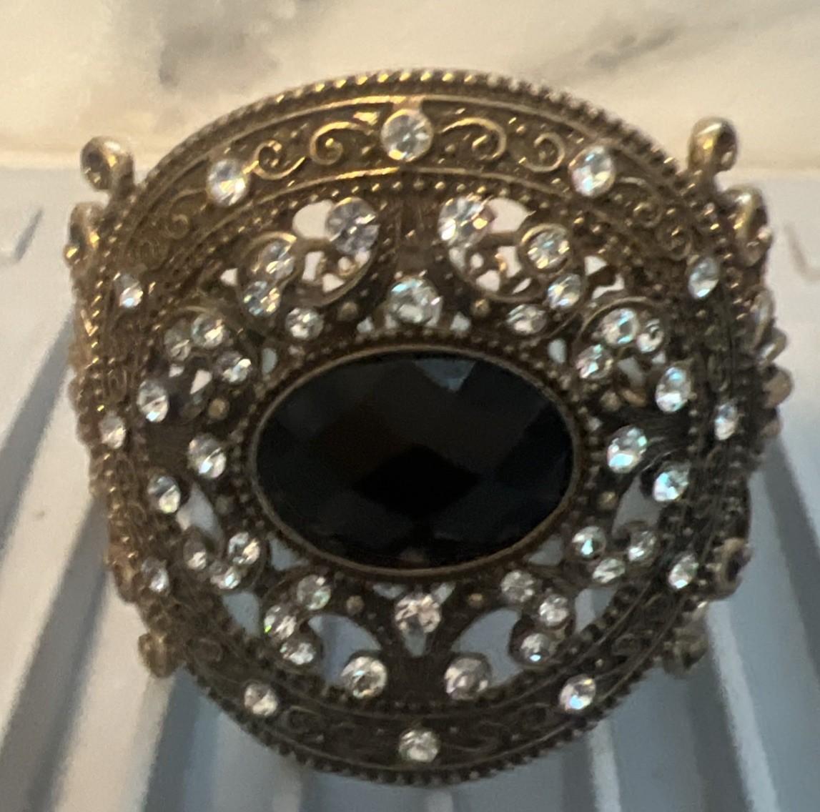 Iman Designer Rhinestone Hinged Cuff Bracelet - image 6