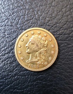 1836 Gold Classic Head $2.50 Dollar Quarter Eagle Coin