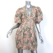Zimmermann Tempest Lace-Up Mini Dress Blush Floral Print Silk Size 0