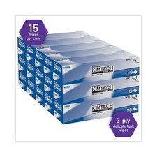 Kimwipes Delicate Task Wipers, 2-Ply, 11-4/5 In. X 11-4/5 In., 119/Box, 15 Boxes