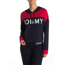 Tommy Hilfiger Color Blocked Cropped Knit Jersey Long sleeve Hoodie Size XL New