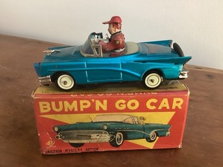 Vintage KO Yoshiya tin litho friction Bump 'N Go car original box (NICE!) 1950s