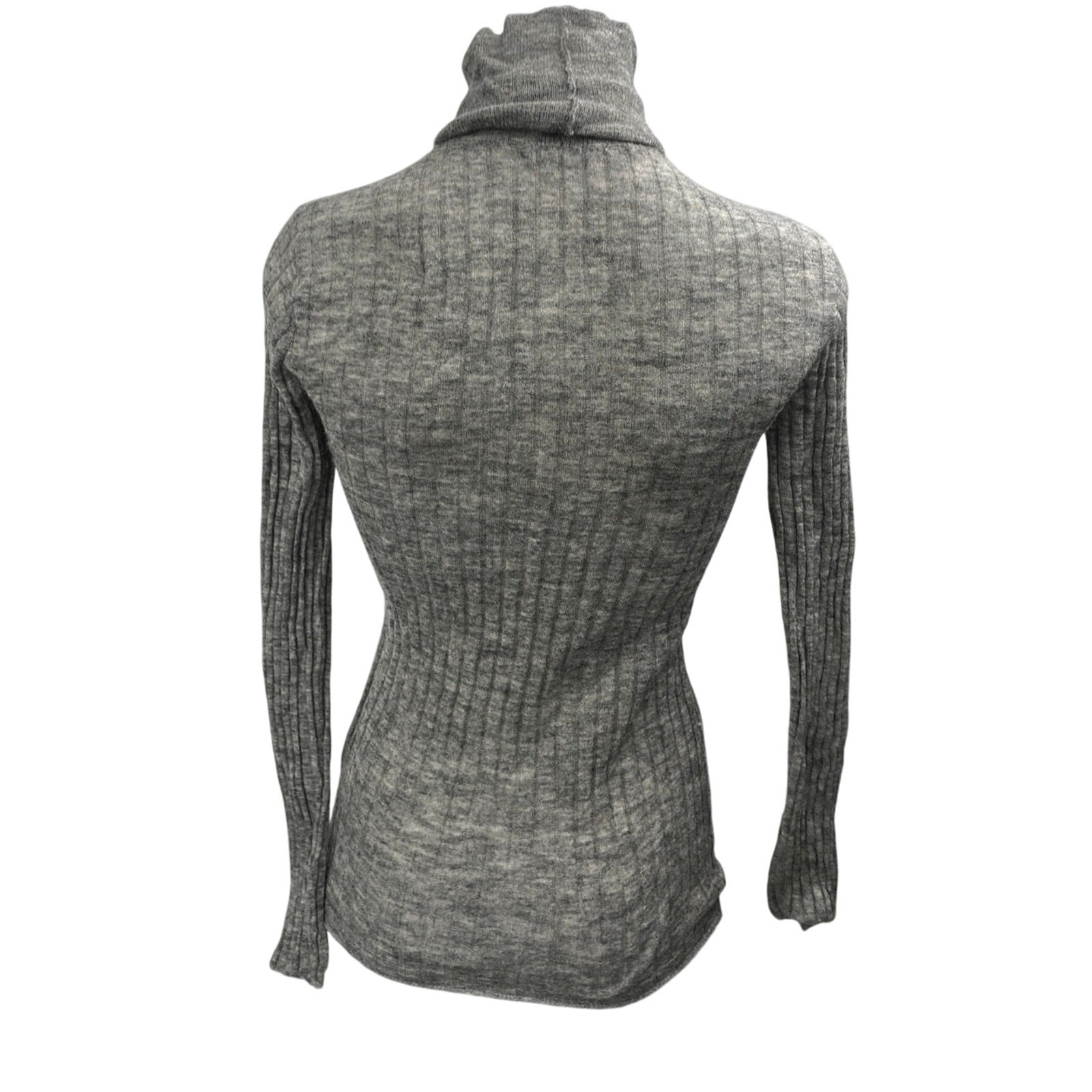 Zara Women's Gray Wool Long Sleeve Ribbed Knit Turtleneck Sweater Top Size S thumbnail 2