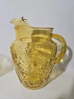 Vintage Anchor Hocking Amber Glass Daisy Pitcher Ice Lip Handle MCM Mid-century